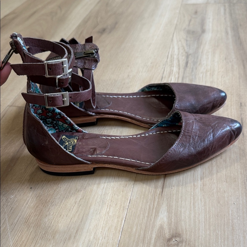 Freebird by Steven Brown Leather Flats with Buckle Straps